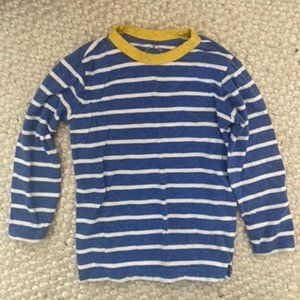 Primary Heathered long sleeve tee in stripe - blue and white with yellow piping